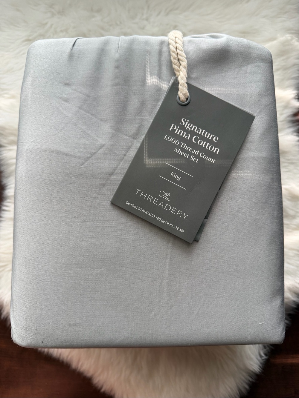 New! Signature Pima Cotton King Sheet Set — Light Gray
